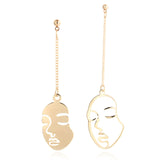Hollow Out Face Dangle Earrings