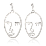 Hollow Out Face Dangle Earrings